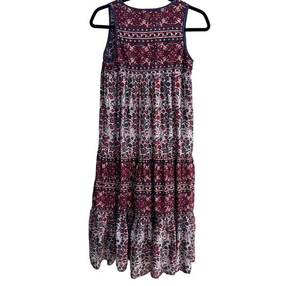 Kaiser Floral Red Blue Hippie Sleeveless India Cotton Boho Festival Maxi Dress M - Picture 2 of 9